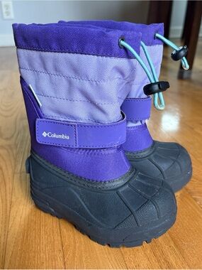 Columbia Snow Boots toddler Child Sz 8 Girls Purple Powderbug Plus 11 Waterproof